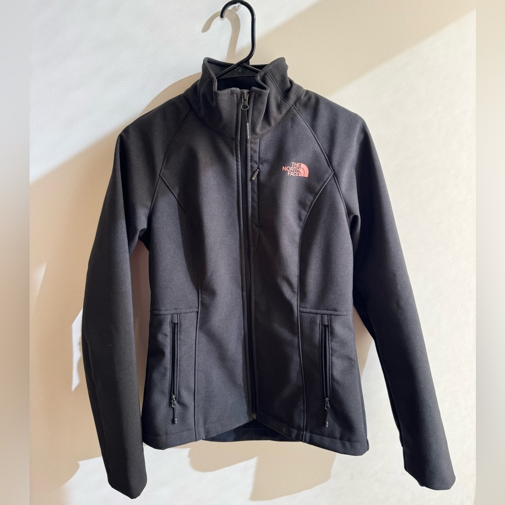 The North Face Fitted Black Jacket with Salmon Logo